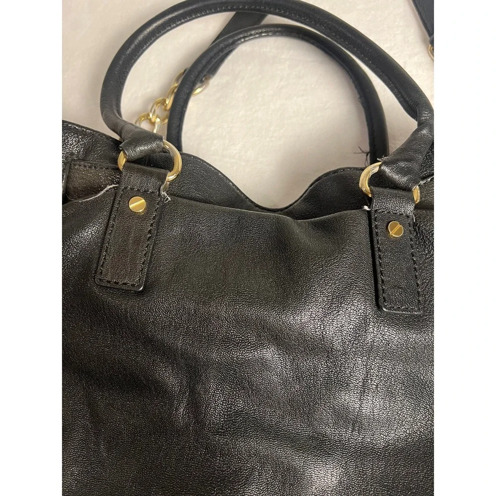 Michael Kors Hamilton Satchel Wm Large Black Leather Gold Hardware Tote Bag